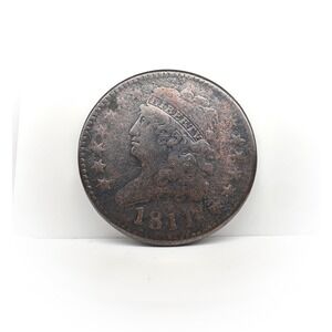 US Mint 1811 Classic Head Half Cent Coin Brown Fair Liberty Bust Rare Antique